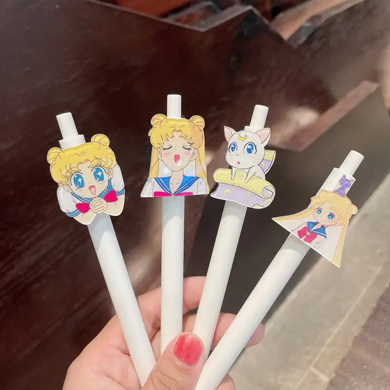 5pcs New Sailor Moon kawaii anime peripheral water ice moon cute learning stationery press pen carbon black pen gift wholesale