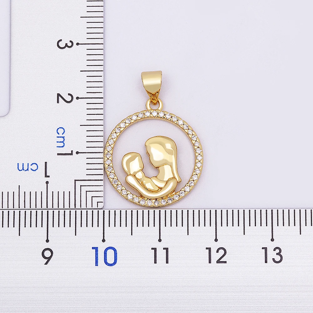 Nidin Luxury Fashion New Mother's Day Gift Creative Love Mother and Child Concentric Necklace Inlaid Zircon Hug Clavicle Chain