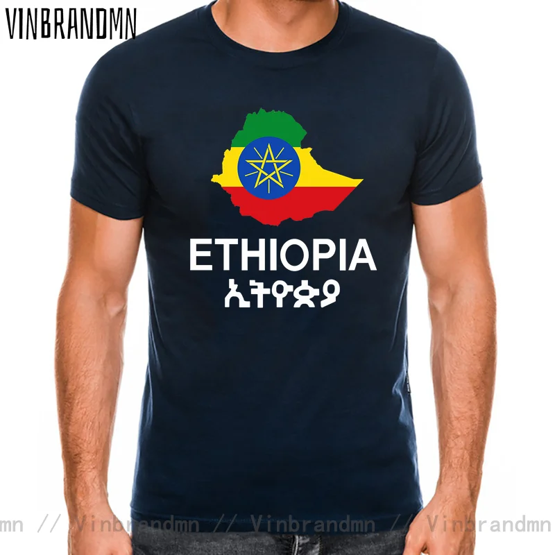 Vintage Ethiopia Soccer T-Shirt Souvenir With Ethiopian Map and Flag T Shirt homme Patriotic Country Lovers Fans TShirt Camiseta