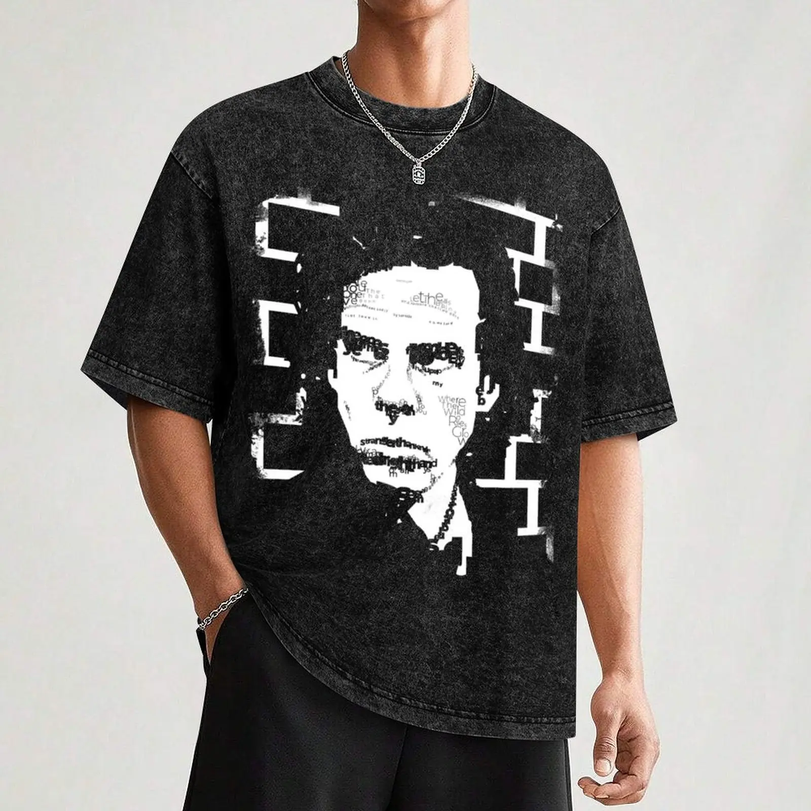 Nick Cave Typographic Portr T-Shirt Breathable Mesh Panel T-Shirt