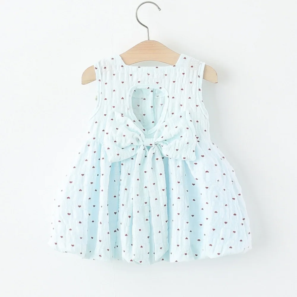 Girls' Dress Summer Cotton Full Printed Heart-Shaped Sleeveless Baby Girl Dress Cute Beach Baby Dress Baby Girl Clothes