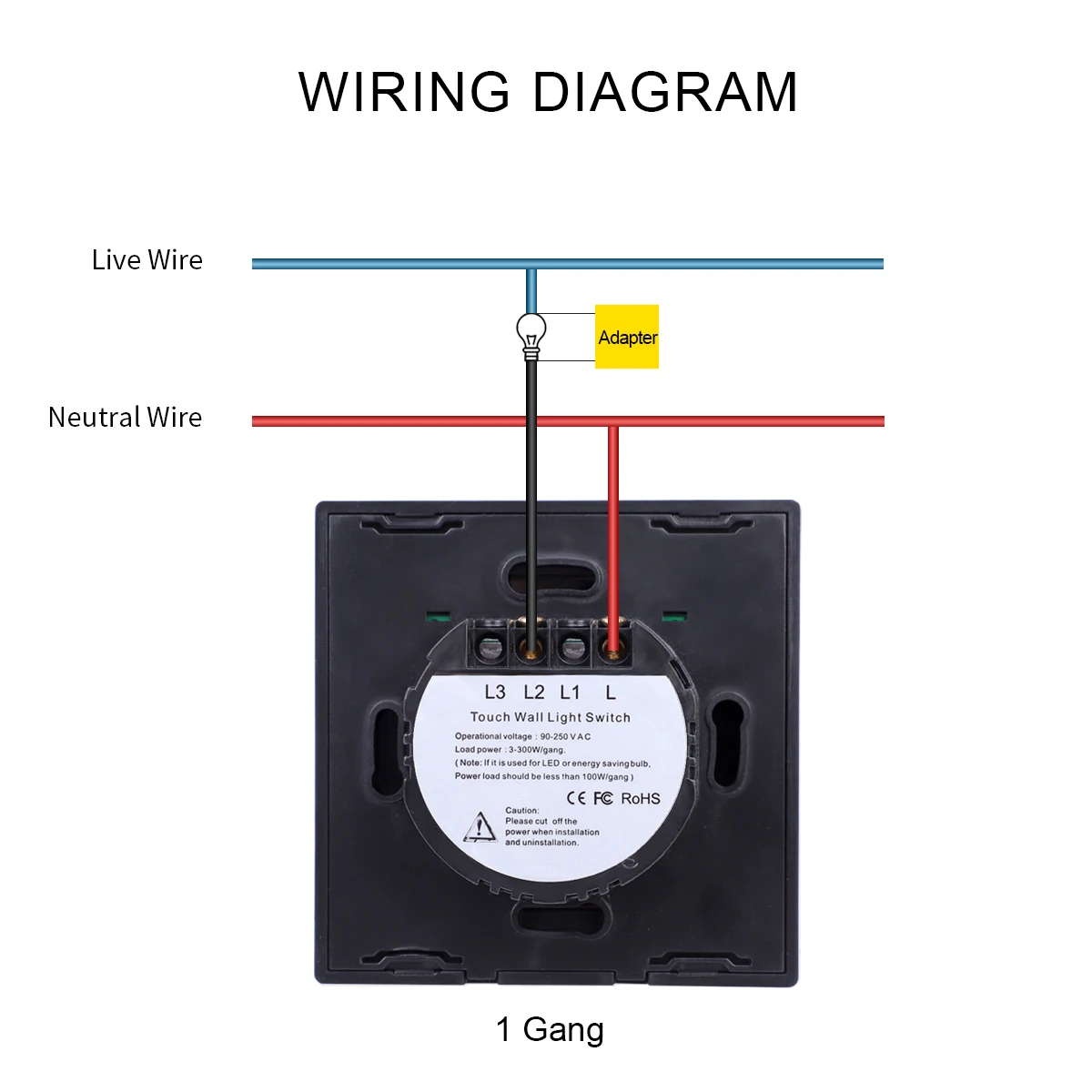 EU Touch Switch Sensor Switches No Neutral Wire Required LED Crystal Glass Panel 1/2/3 Gang Wall Lamp Light Switch AC100-240V