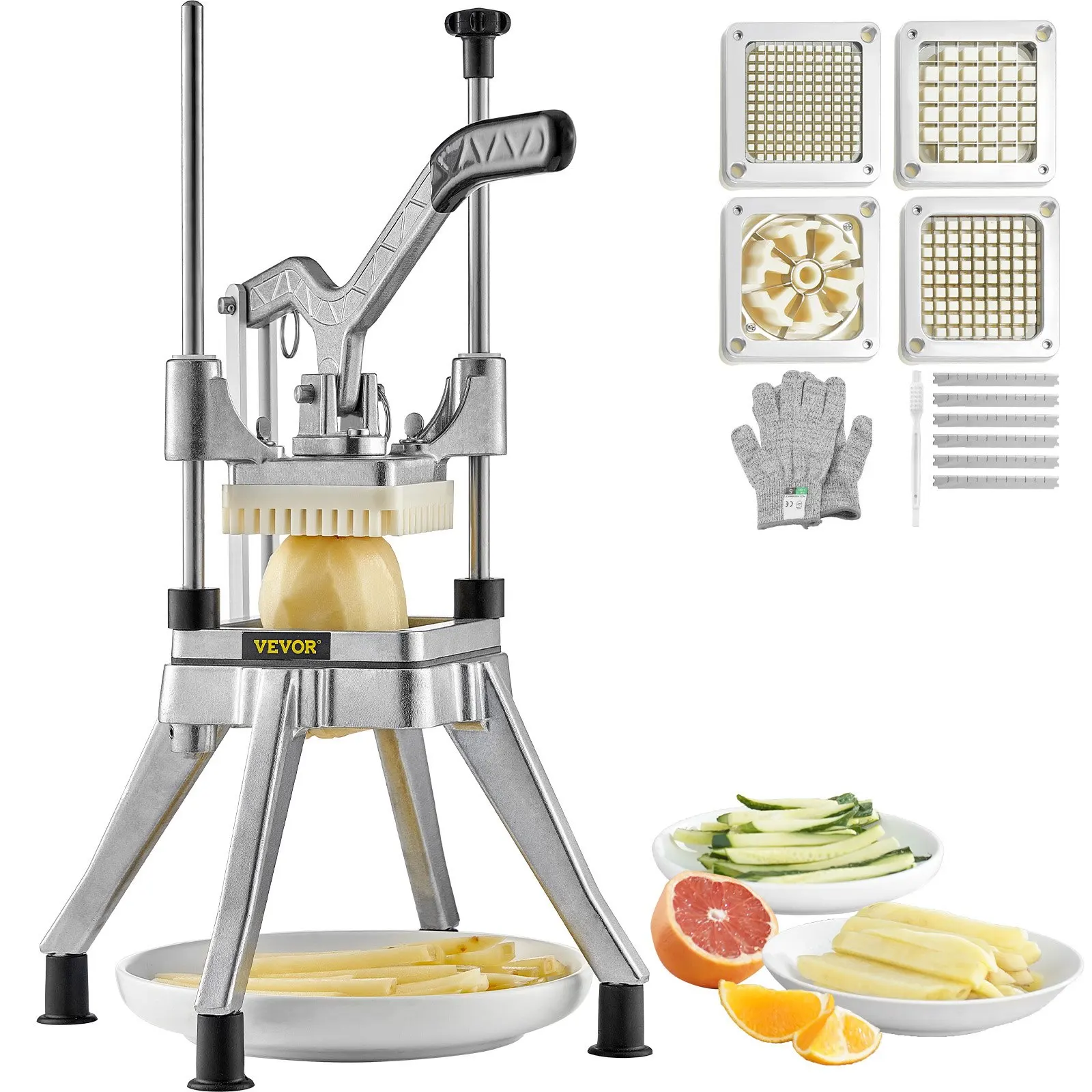 

VEVOR Commercial Vegetable Chopper 4-Blade - Heavy-Duty Fruit Dicer, Food Processor for Restaurant Kitchen, Home Use