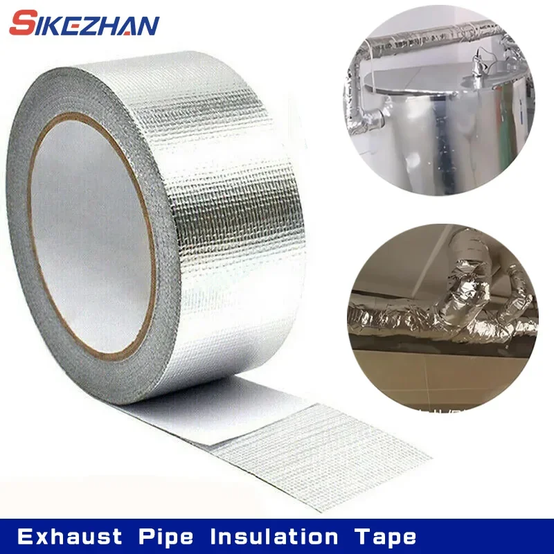 Exhaust Pipe Insulation Tape Exhaust Heat Tape Manifold Downpipe High Temperature Bandage Tape Aluminum Foil Wrap