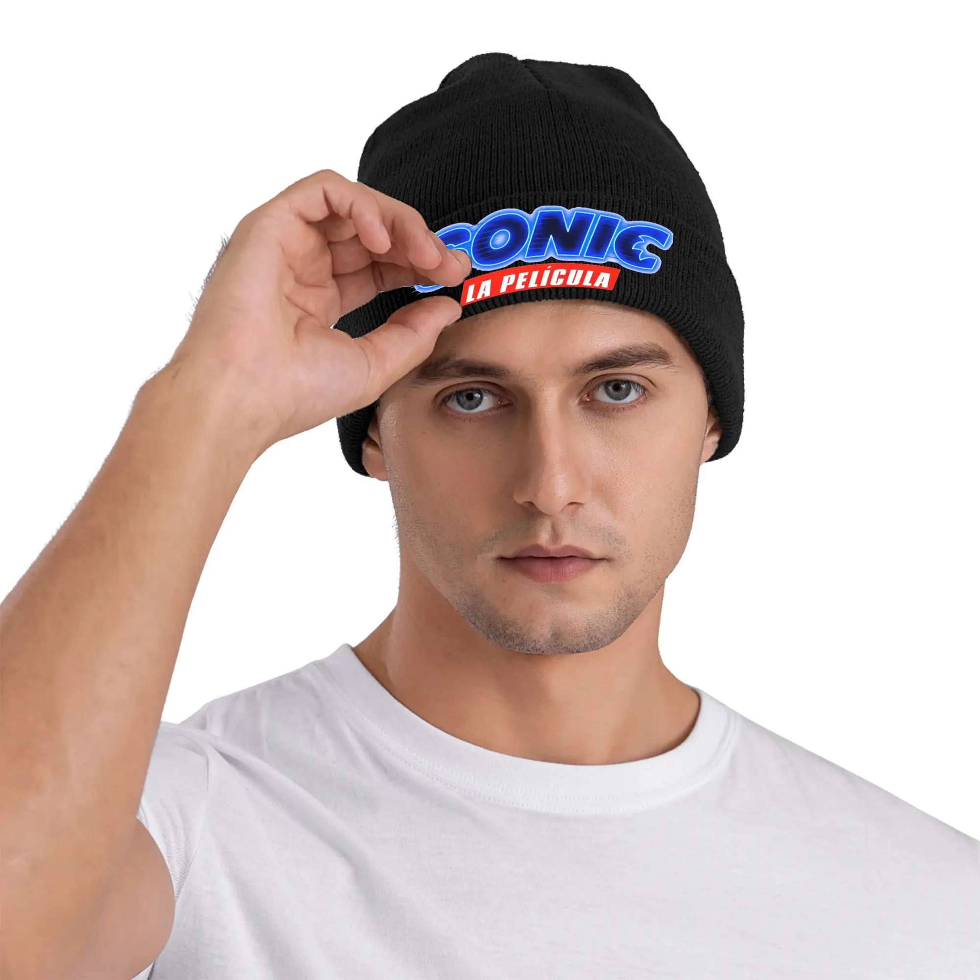 Female Male S-Sonic Retro Game Cartoon Beanie Hats  Trendy Knitted Hat Winter Gym Caps Pattern Warm Bonnet Hats