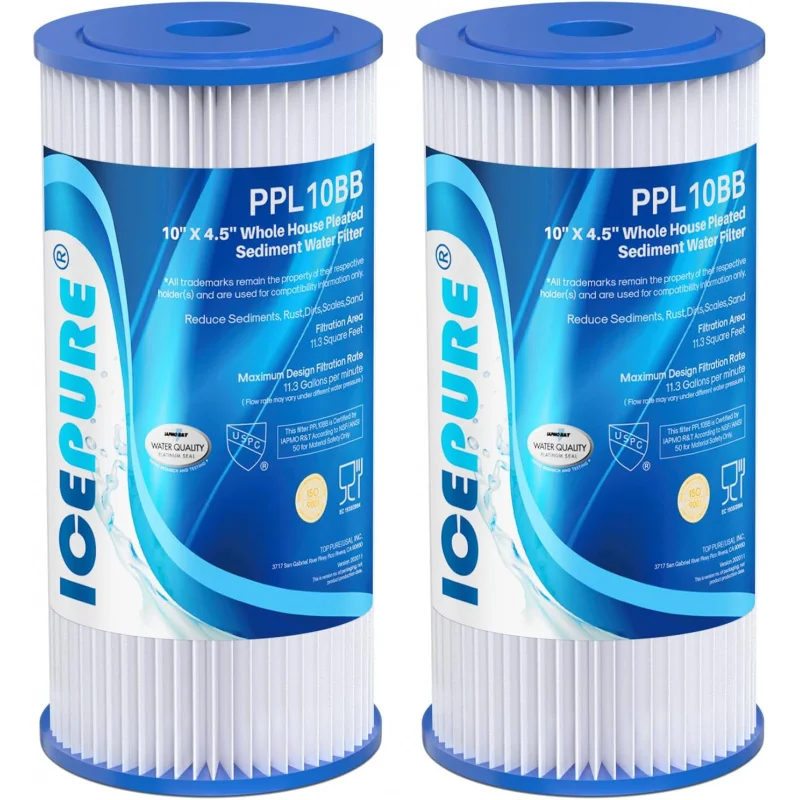 20 Micron 10 x 4.5 Whole House Sediment Pleated Replacement FXHSC, Culligan R50-BBSA, Pentek R50-BB, DuPon