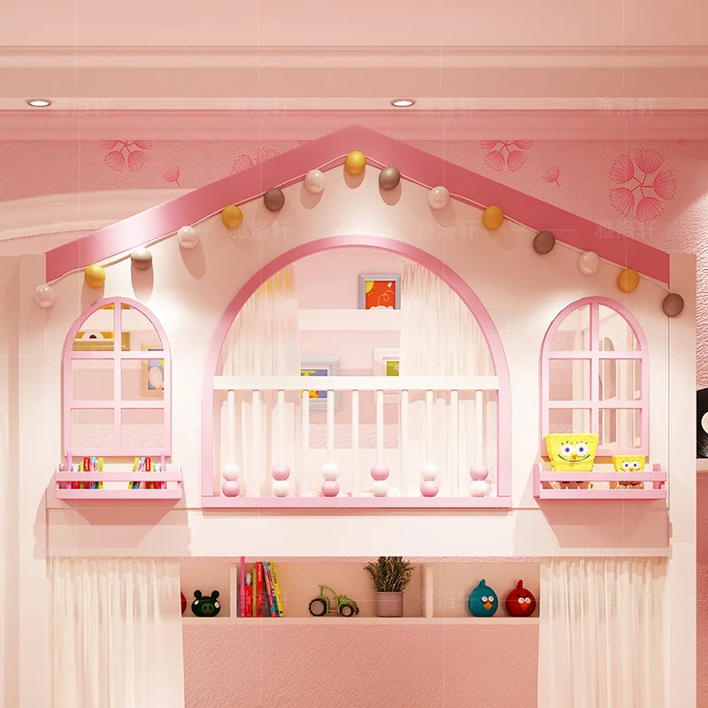 سرير الأطفال، سرير الأميرة، سرير Dream Castle Treehouse، سرير بطابقين من نفس العرض، غرفة النوم، مساحة معيشة مدمجة