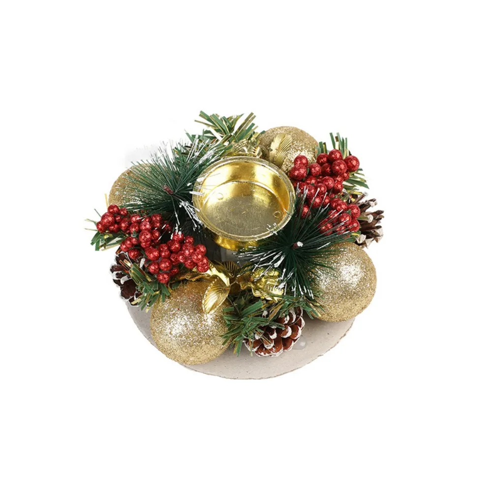 Wood Art Simulation Garland Lamp Stand Stable Beautiful Flower Aromatherapy Candlestick Durable Christmas Candle Holder