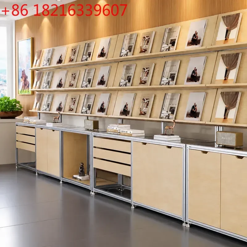 YAOBirch Ocean Plate Aluminum Bookshelf Display Cabinet Rack Sample Storage Unit with Hole Plate Design for Home Office