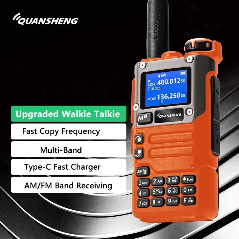 Quansheng-UV-K5(8) UV-K58 UV-K6 UVK58 Orange Two Way Radio 50-600MHz AM FM Type C Charge Multi-band Upgrade UV-K5