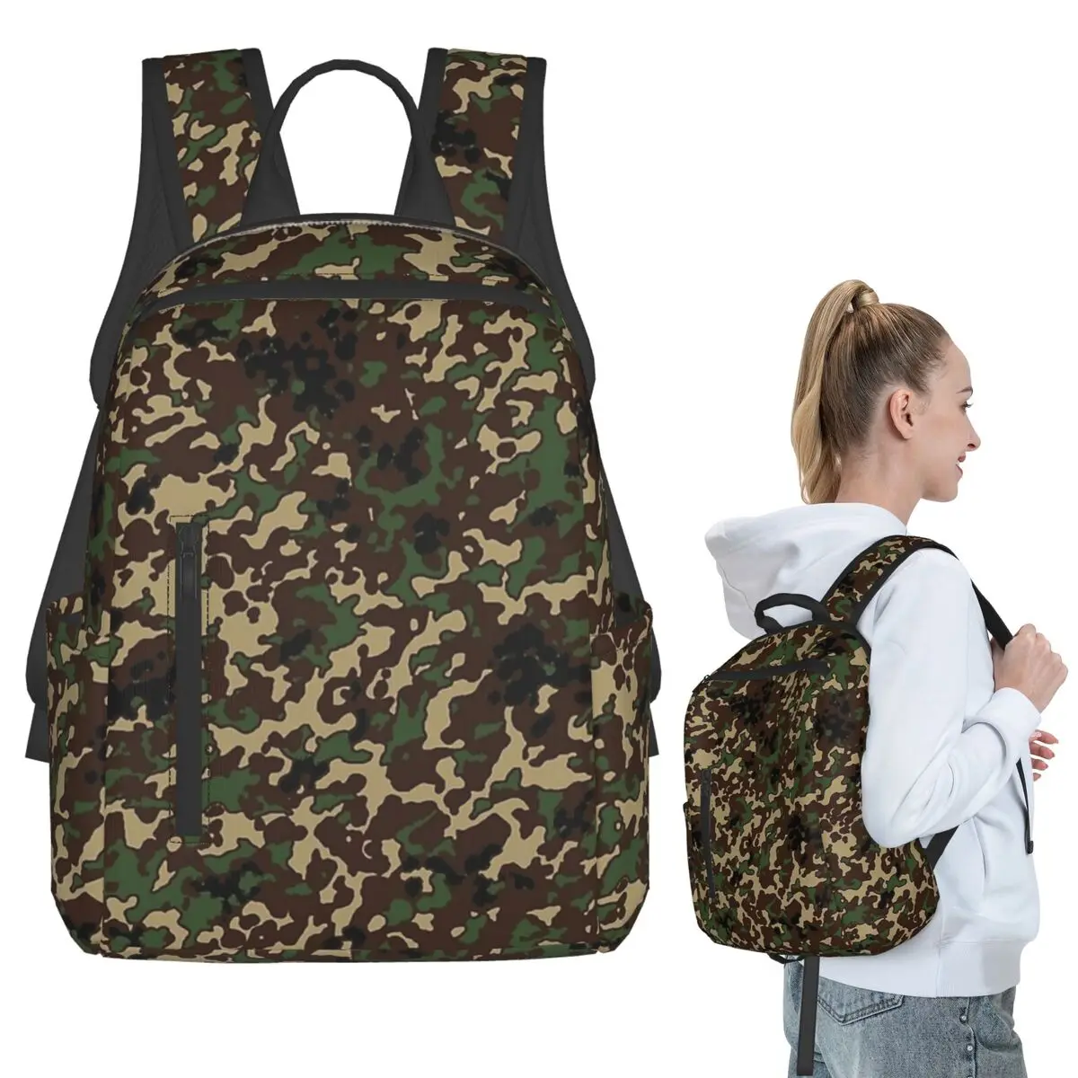Flecktarn Camouflage Backpack Student BookBag Boys Girls School Bag Computer Shoulder Bags Men Women