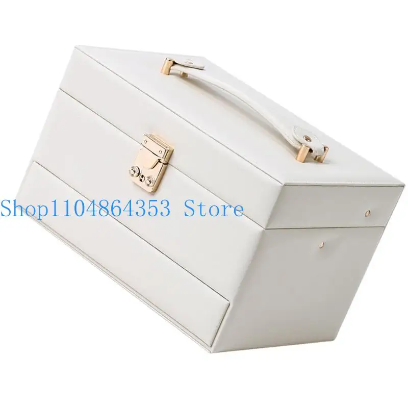 652F Schmuck-Organizer aus Leder, automatische Öffnungssysteme, Aufbewahrungskoffer mit 3 Fächern – Detail 3