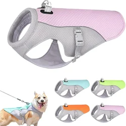 Gilet rinfrescante per imbracatura per cani, giacca rinfrescante per cani traspirante, assorbente d'acqua, gilet morbido per animali domestici con gilet estivo con strisce riflettenti