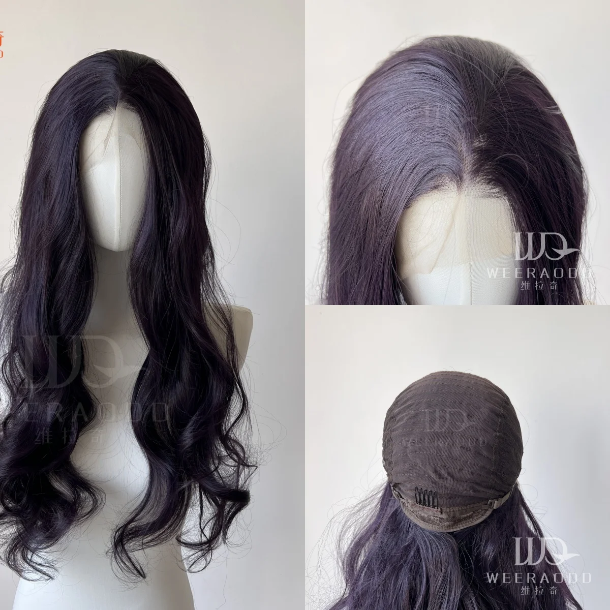 

Dark Purple Lace Front Wig Long Curly 26 Inch 13*4 Lace Wigs High Temperature Fibers Synthetic Lace Wig Natural for Daily Use