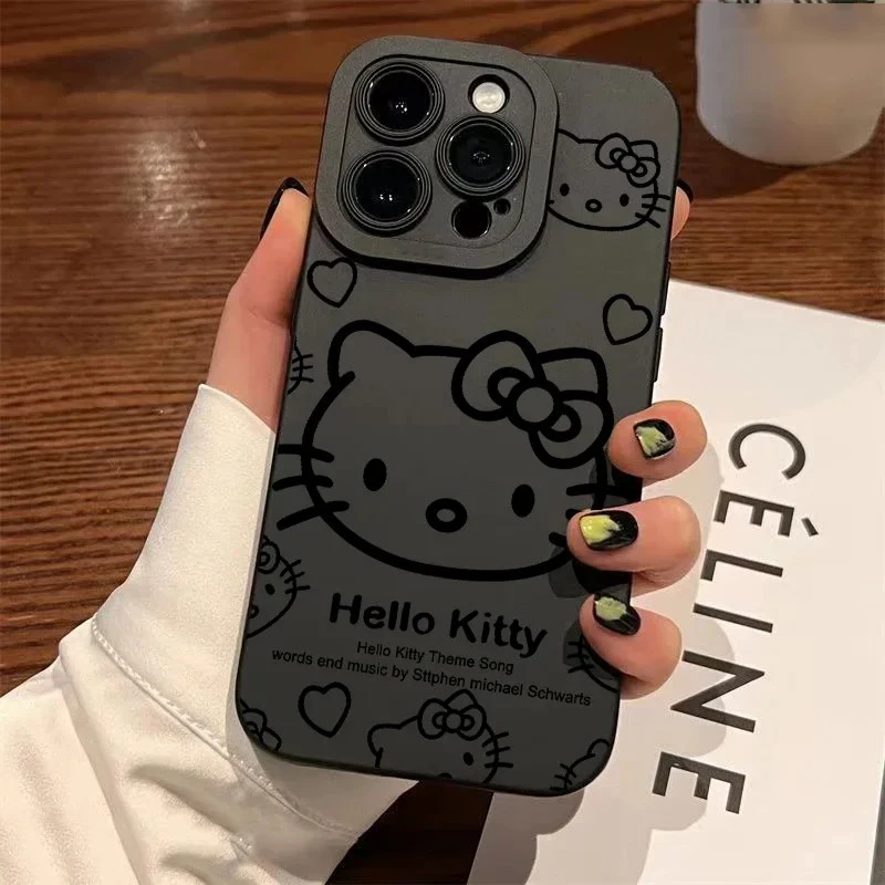 Sanrio Lovely Hello Kitty Pupil Full Screen Silicone Phone Case for OPPO Realme 3 5 6 7i 8i 9i Pro Plus C12 C15 C20 C21Y C35 C55