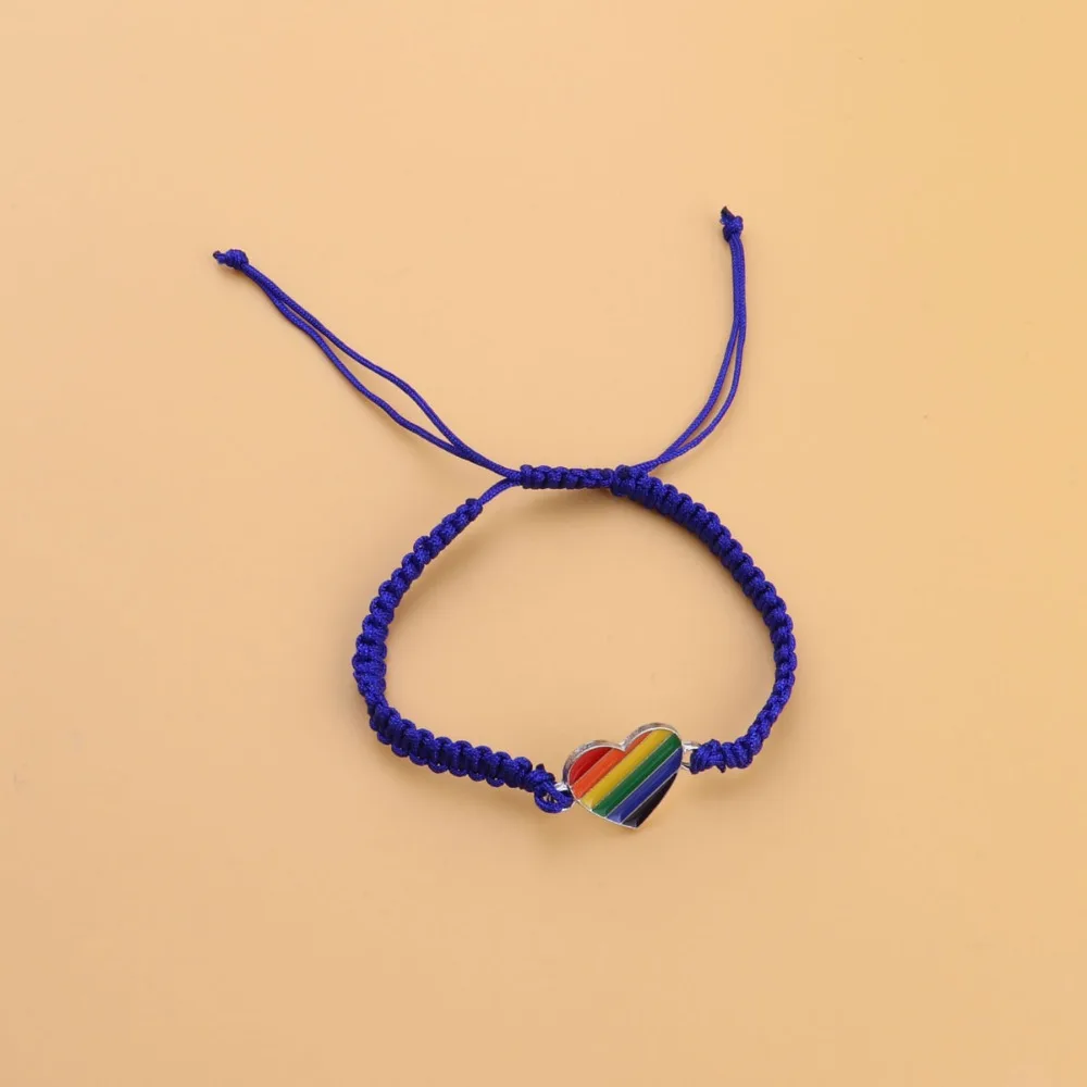 

6pcs Handmade Braided Pride Bracelet Set Bohemian Style Colorful Love Heart Woven Bracelet Pride Day Adjustable Rainbow Bracelet