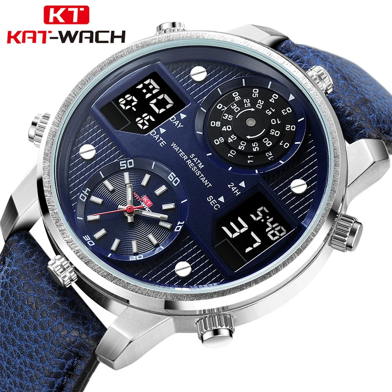 KAT-WATCH Men Sports Watches Countdown Waterproof LED Digital Watch Man Military Wrist Watch Relogio Masculino Outdoor