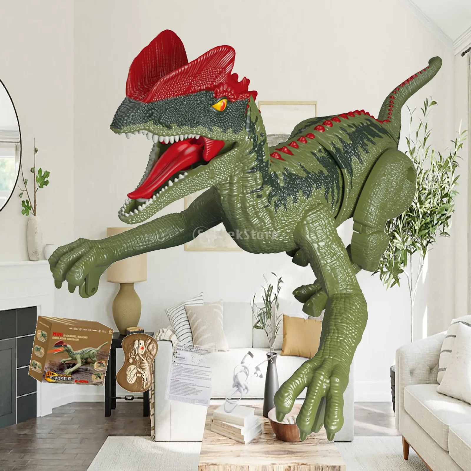 Electric RC Dinosaur Walking Toy with Flashing LED and Realistic Sound for Kids Boys Girls Fun Learning Gift