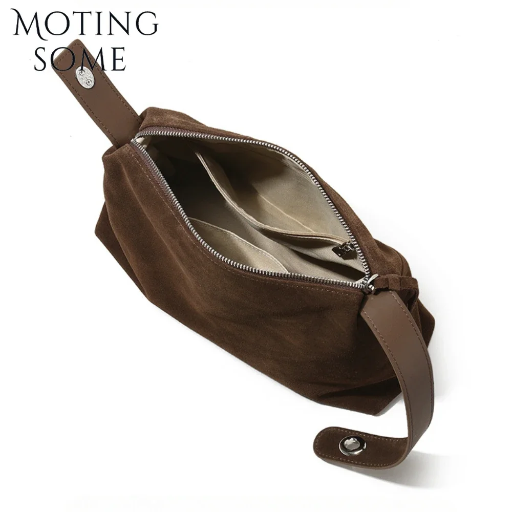 Motingsome Top Quality Suede Bag Woman Crossbody Pillow Bag Niche Lady Literary Shoulder Bag Matte Cowhide Commuting 2024 New