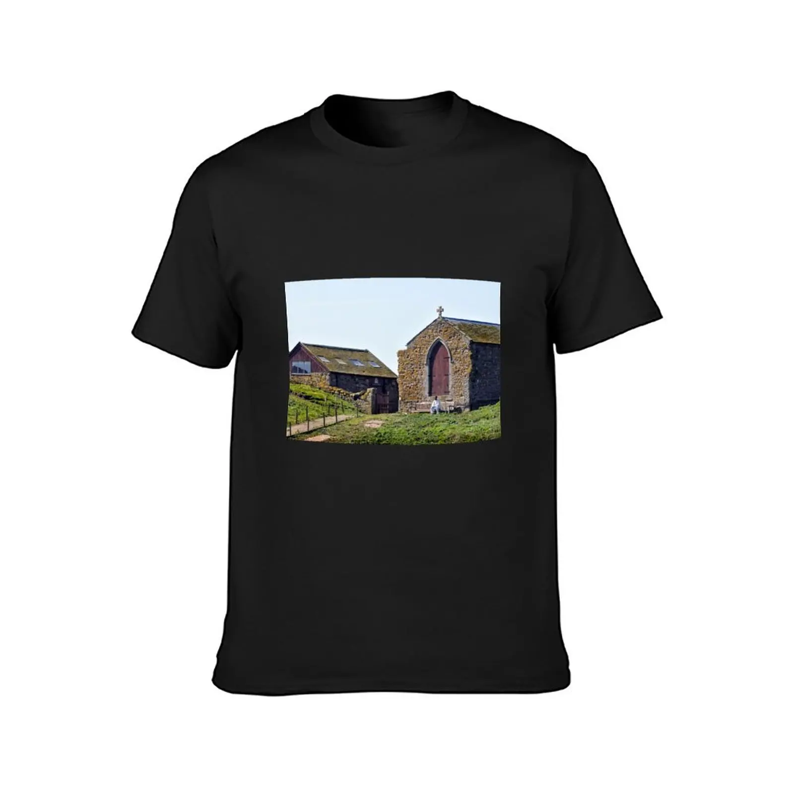 A ranger taking a break near St Cuthbert's Chapel, Farne Islands T-Shirt quick drying Blouse cute tops men t shirt