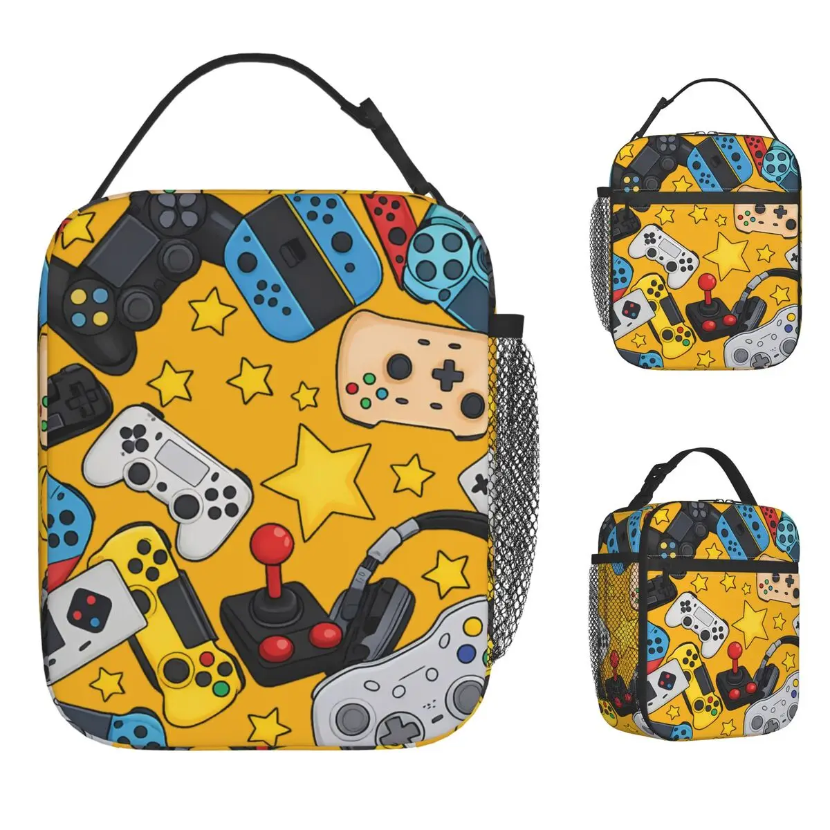 Game Controller Funny Lunch Bag School Lunch Box For Girls Aesthetic Print Tote Food Bags Oxford Portable Insulated Cooler Bag