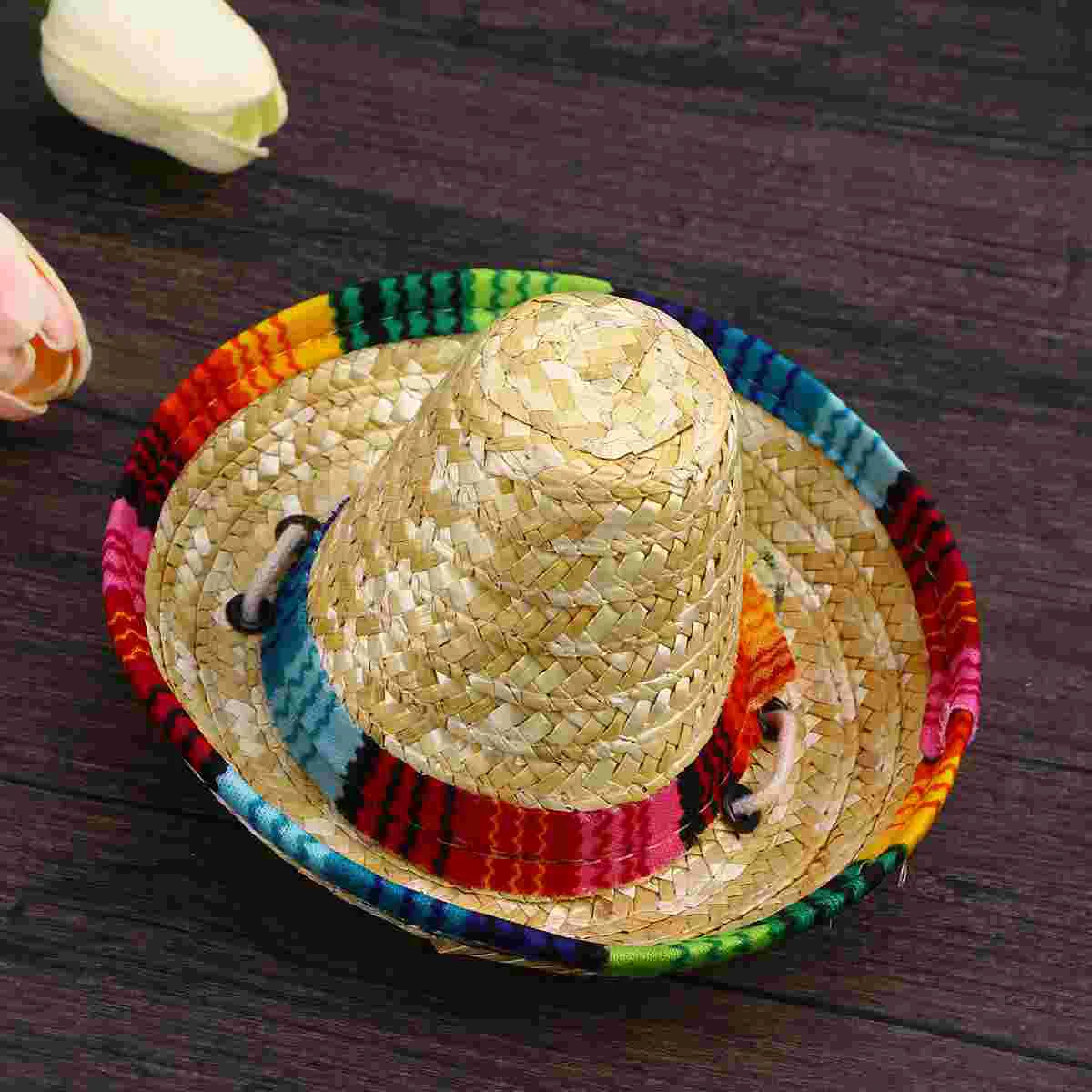 Mexican Sombrero Chihuahua Poncho Dog Straw Hat for Large Costume Cosplay Clothes Party Supplies Cap Puppy