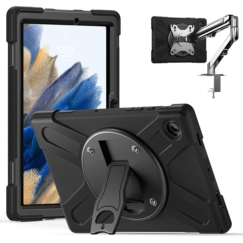 Case For Samsung Galaxy Tab A8 10.5 2022 X200 X205 Tablet Case Kickstand 360 Rotation Disk with 4 Screw Hole Protective Cover