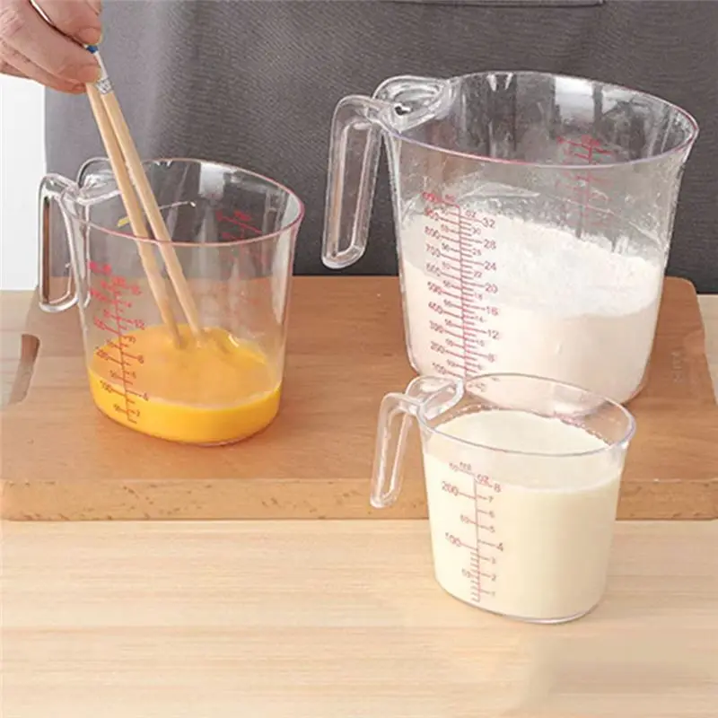 Clear Plastic Measuring Cup with Handle Multi Scale Transparent Jug for Baking Cooking Liquid Dry Ingredients Kitchen Tool