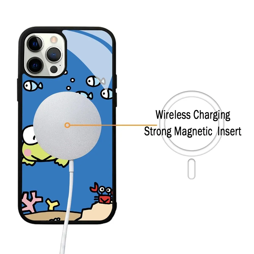 Sario K-Keroppi Phone Case For IPhone 15 14 13 Pro Max 11 12 Mini Alex Mirror For Magsafe Wireless Charging Cover