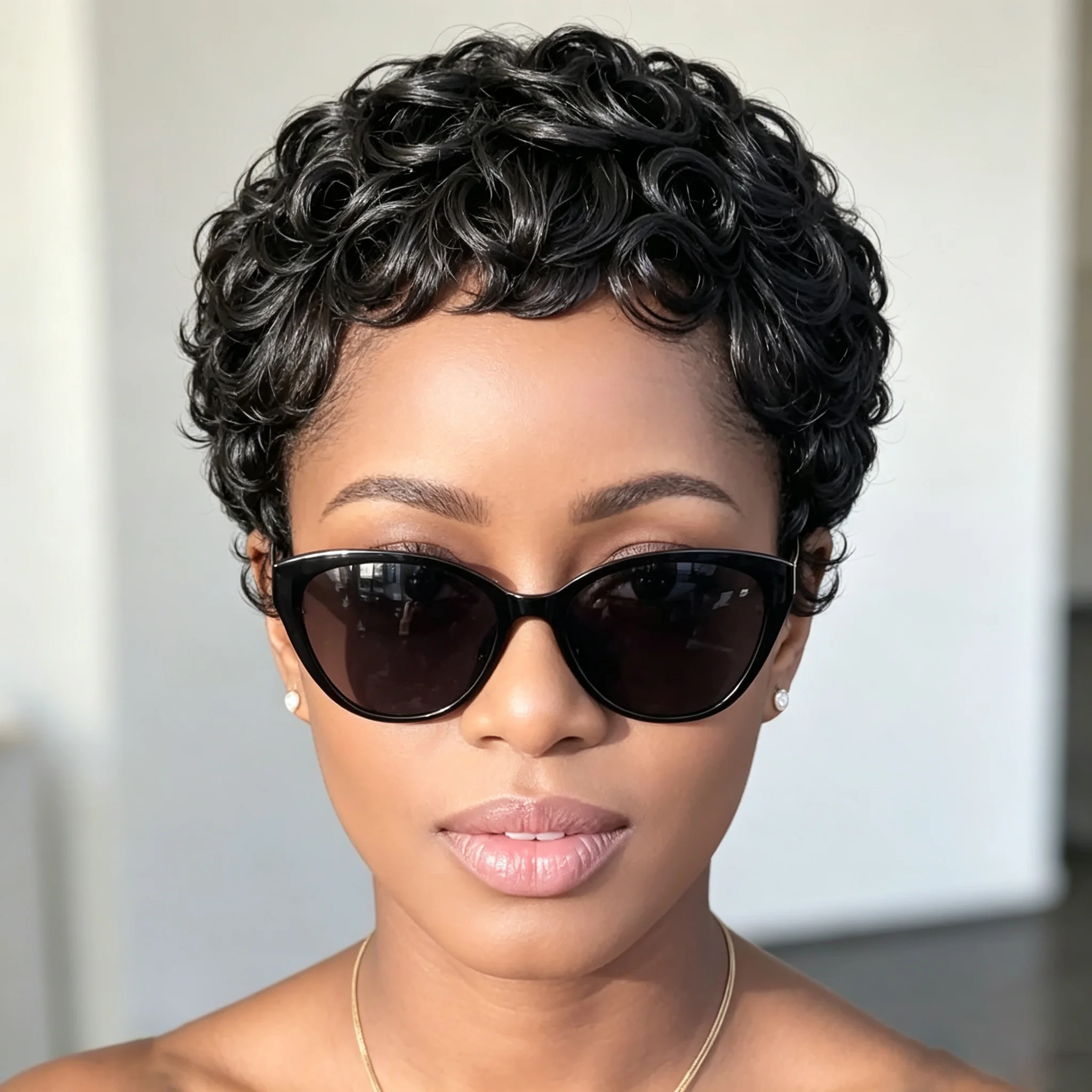 Perruques courtes bouclées style pixie bob 13x4 avec dentelle frontale, en cheveux humains brésiliens Remy, pour femmes, perruque en dentelle de 6 pouces