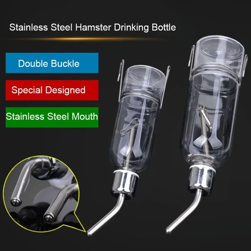 

180ml/350ml Stainless Steel Hamster Small Pets Water Drinking Bottle Plastic Rat Pet Dispenser Feeder Cage Hangable Water Bottle