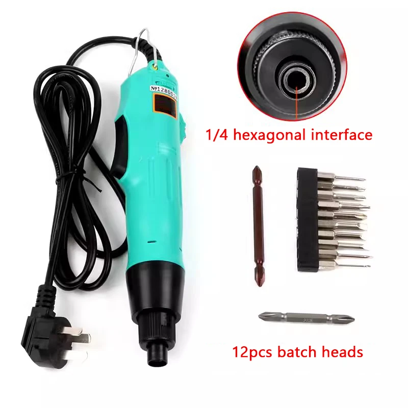 

220V Electric Screwdriver H6 Speed 6.35mm Electric Screwdriver Straigh Plug Variable Speed Torque Adjustment