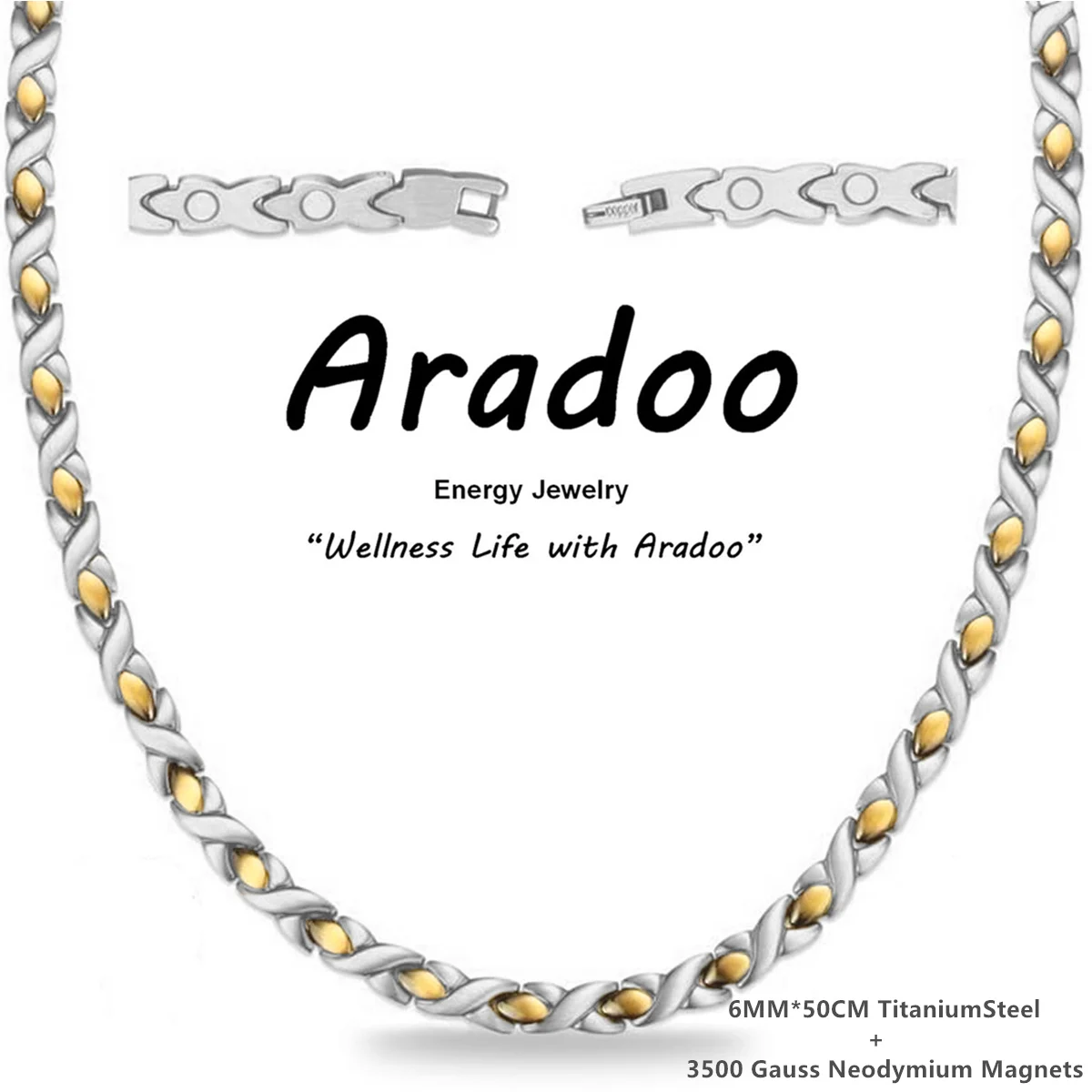 ARADOO Titanium Steel Magnetic Collar Necklace with 3500 Gauss Neodymium Magnets Necklace Jewelry Gifts