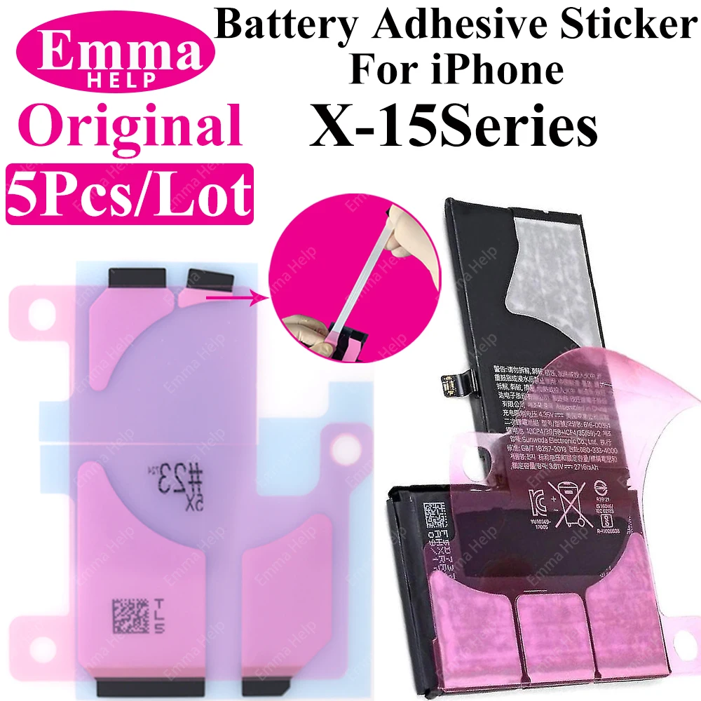 EmmaHelp 5pcs Battery Sticker for iPhone 11 12 13 Pro Max 14 Plus 15 Battery Tape Adhesive Replacement Parts