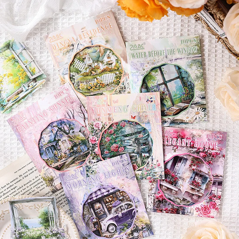 Journamm 10pcs/pack PET Stickers Creativity Waterproof Adhesive DIY Scrapbooking Hand Made Decorative Junk Journal Supplies