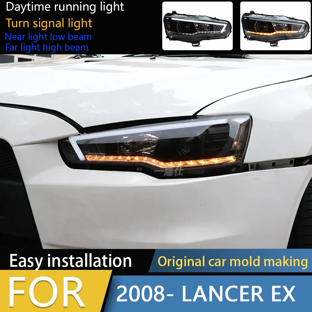 Kompletny zestaw reflektorów przednich LED do Mitsubishi Lancer-ex 09-18, światła do jazdy dziennej DRL, 2 sztuki