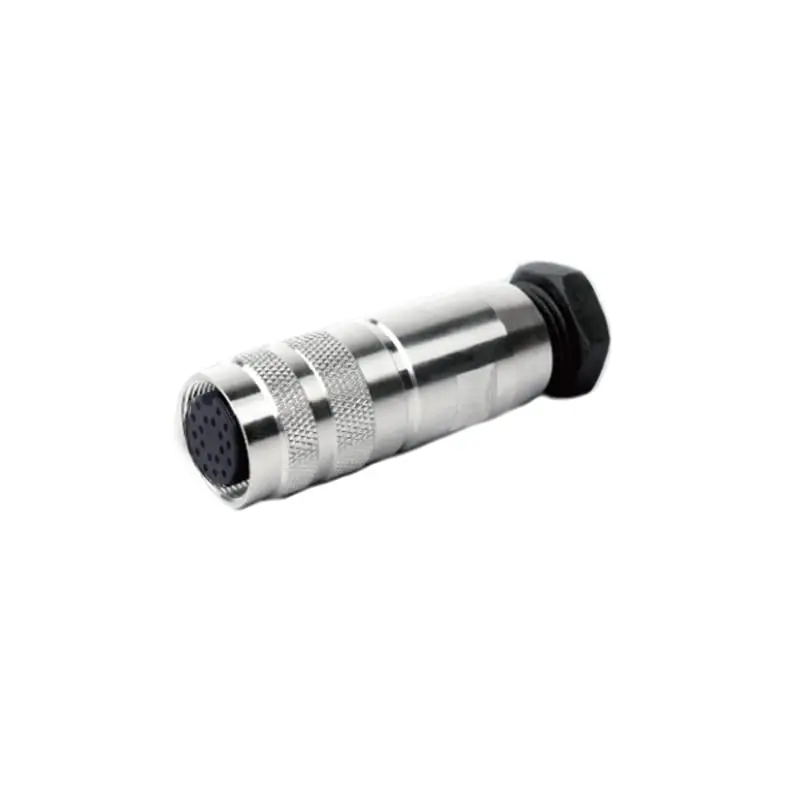 M16 Female 19 Pin Plug Connector Straight Solder Shield Cable