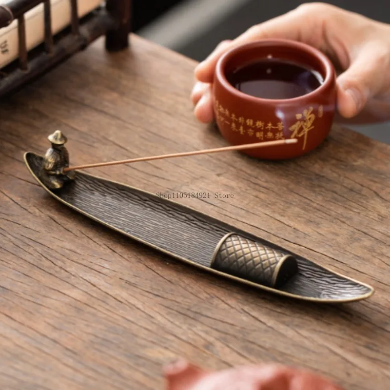 Fisherman Fishing Alloy Line Incense Insert Household Tea Ceremony Ornament Meditation Relax Body and Mind Aromatherapy Stove