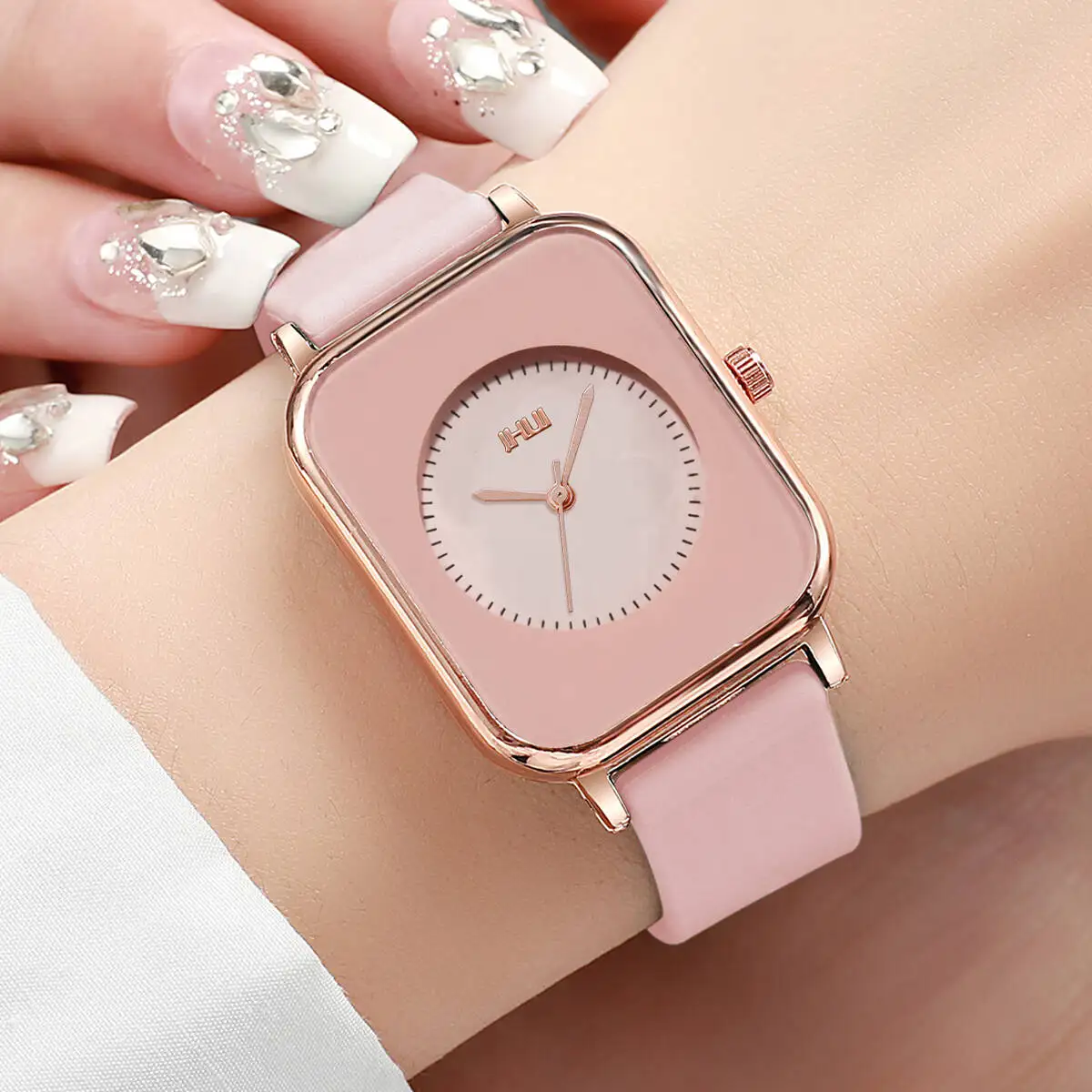 Fashion Rectangle Women Quartz Watch Casual Silicone Band Sports Watches for Women Clock Reloj Mujer（Without Box）