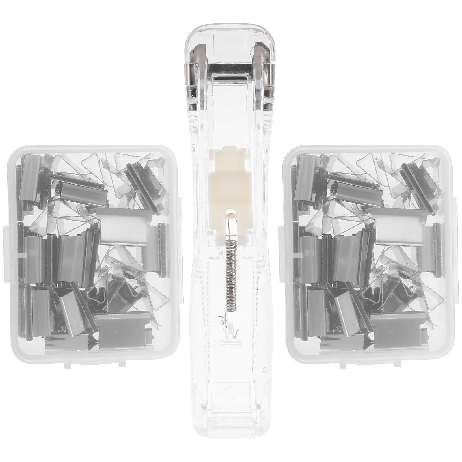 Reusable Clamp Stapler Compact Needleless Book Binding Materials Fastener Clip Dispenser Metal Office