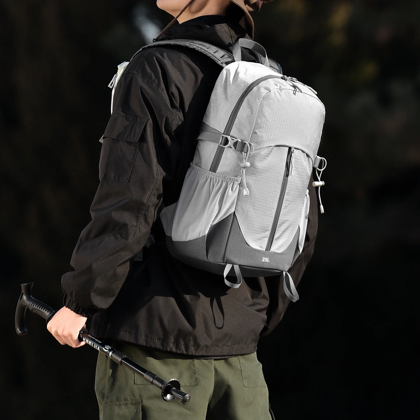 25l Large Capacity Hiking Backpack, Waterproof Lightweight Nylon Hiking Bag, Functional Zoning Design, Cycling Backpack view 3