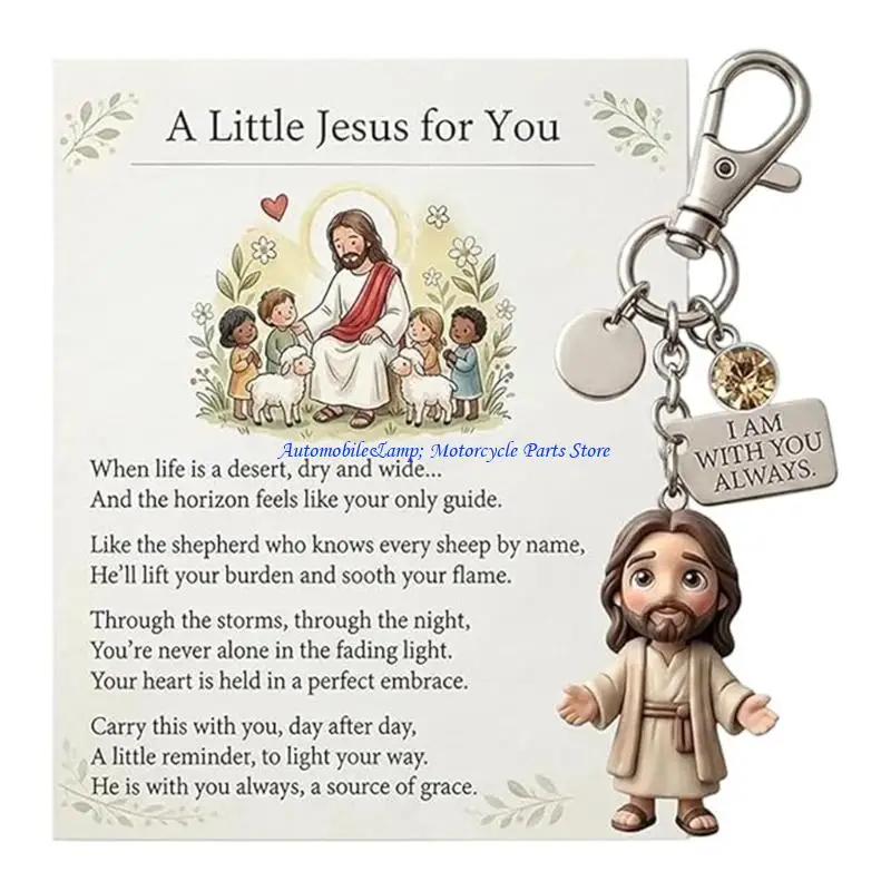 H7BD Religious Charm Accessory with Engraved Plate and Clasp, Daily Carry Accent for Backpack, Bag, or Travel Use