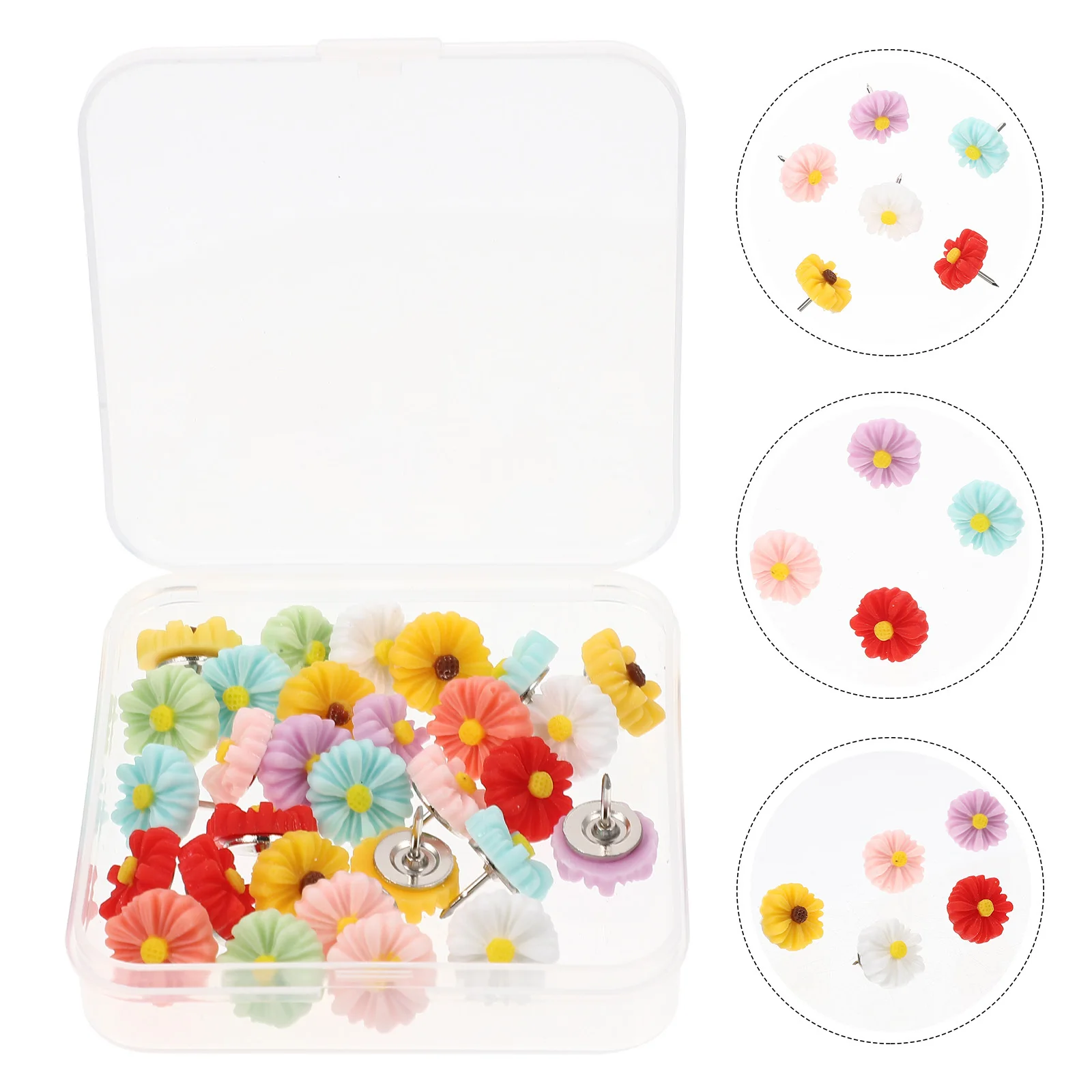 30 قطعة على شكل زهرة الإبهام المسامير قسط الراتنج دبابيس الضغط متعددة الوظائف قابلة لإعادة الاستخدام للمنزل مكتب خريطة عرض خريطة الإمدادات