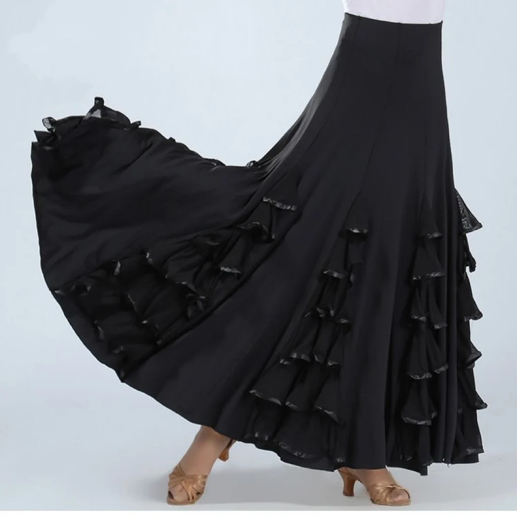 Vestido de flamenco clássico feminino, Praticar camadas, Balanço grande, Dança Espanhola, Competição