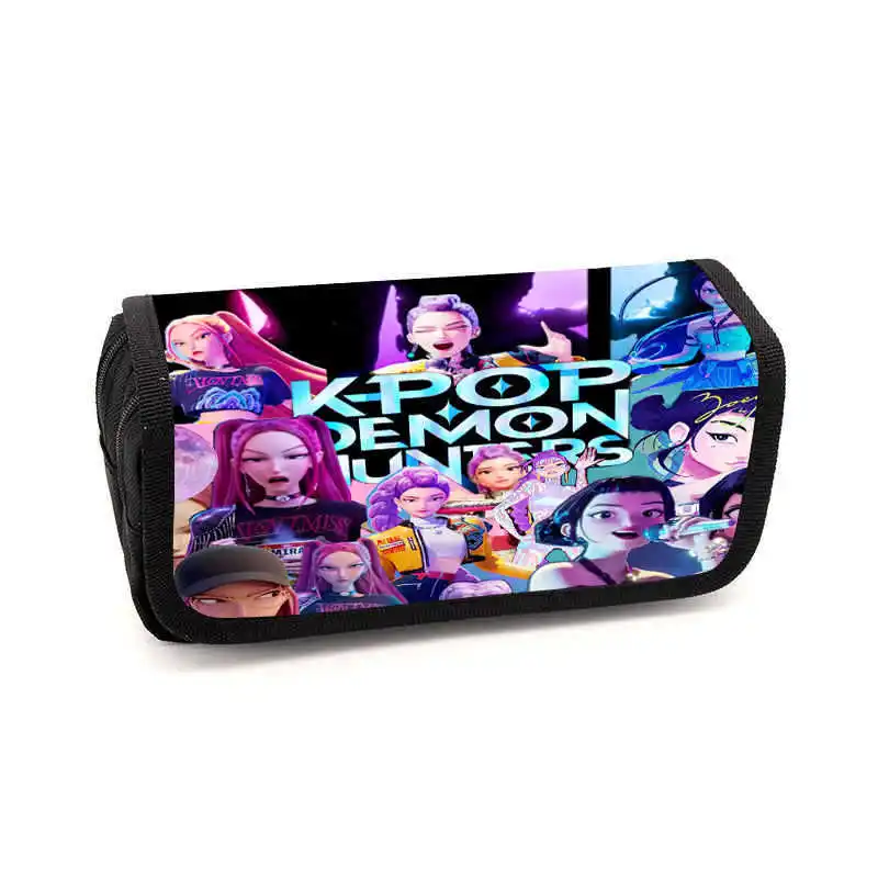 Kpop Demon Hunters Fully Printed Flap Pen Bag Stationery Box Pencil Case Primary and Secondary School Student School Bag Cartoon. กระเป๋า