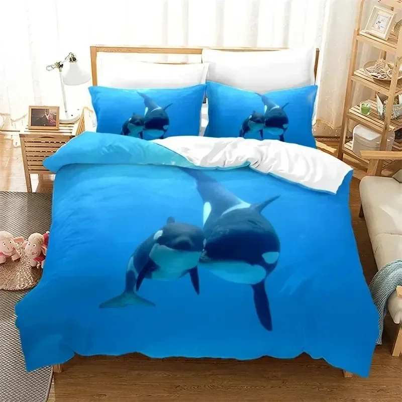 New 3D Print Dolphin Ocean Animal Comfortable Duvet Quilt Cover Pillowcase Bedding Set Children Bedroom Decoration Home Textile