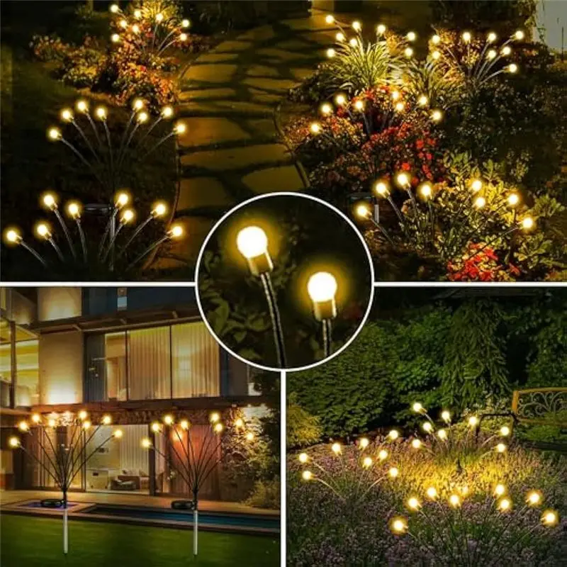 A02M-Solar Firefly Lights, Garden Lights, Outdoor Waterproof Lawn Lights, Garden Landscape Decoration (Warm Lights)