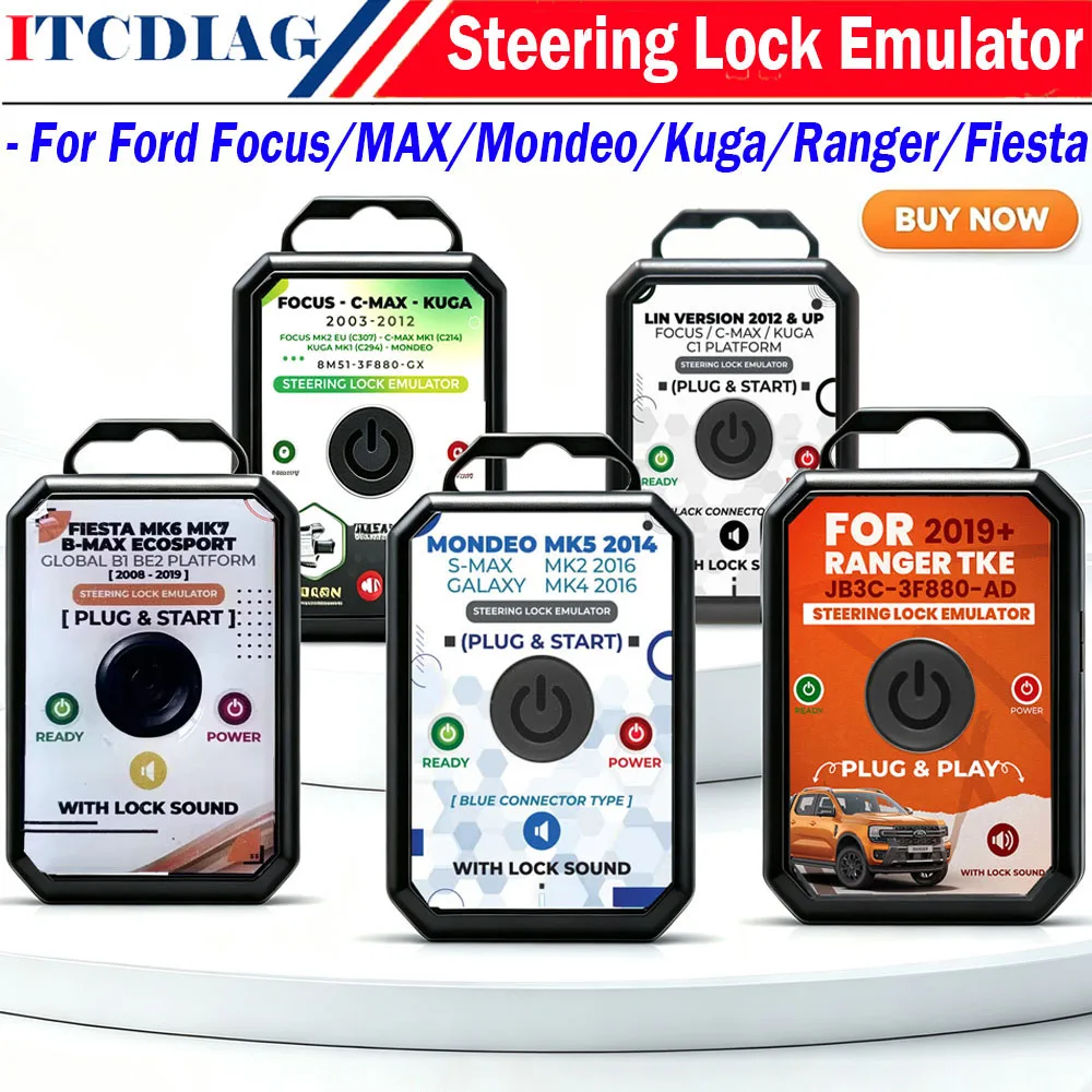 Steering Lock Emulator for Ford Focus/C-Max/Kuga/Mondeo/S-Max/Ranger/B-MAX/EcoSport Plug and Play Simulator With Lock Sound