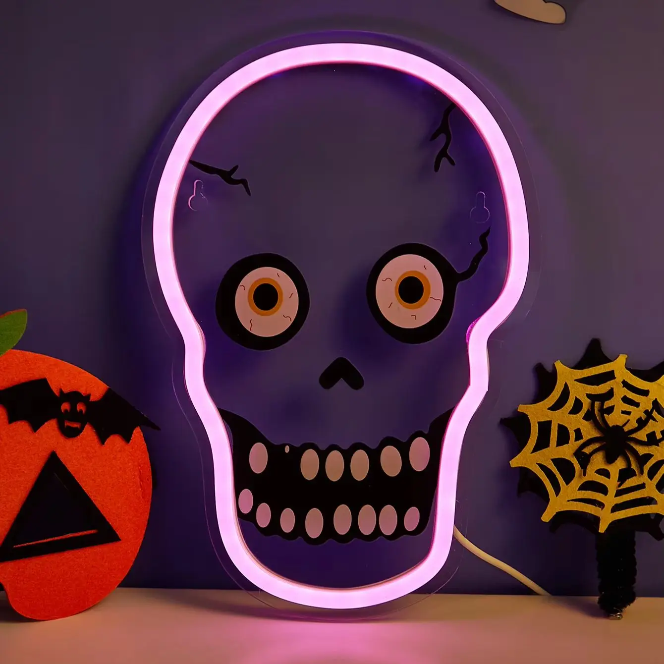 Chi-buy LED Neon skull USB Powered Neon Signs Night Light 3D Wall Art Bedroom Living Room Decor Lamp Signs
