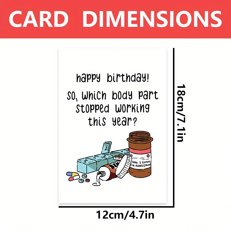 1 pc funny birthday card with funny pill pattern creative greeting card. The perfect gift for family, friends and co-workers.